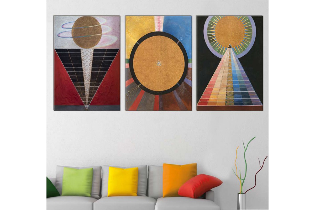 srdk313 - Ünlü Soyut Ressam Hilma Af Klint Altarpiece 3'lü Kanvas Tablo Seti