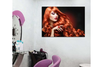 srgs2 - Kızıl Saçlı ve Makyajlı Kadın Bayan Kuaförü, Güzellik Salonu Kanvas Tablo