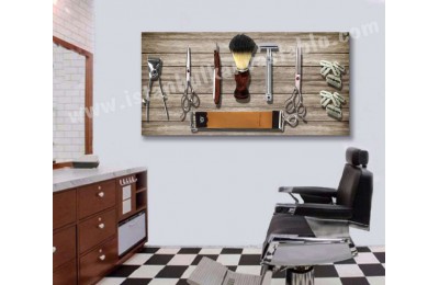 srbb3dt - Eski Berber Malzemeleri, Vintage Erkek Kuaför Aletleri Özel Tasarım kanvas tablo