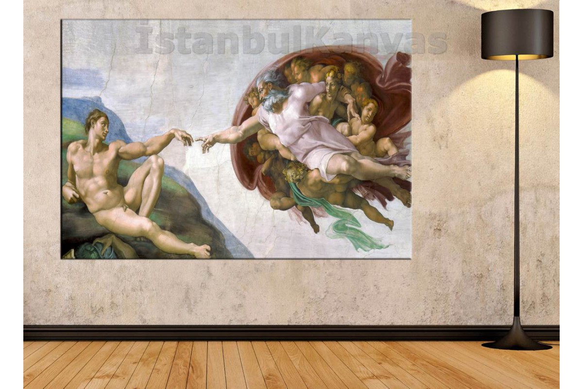 Skr93 - Michelangelo - Creation Of Adam - Tanrının Eli Kanvas Tablo