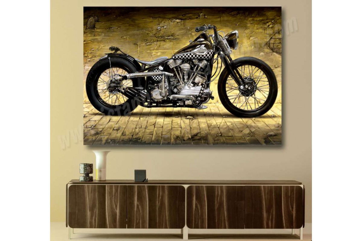 sm19 - Harley Davidson Klasik Motosiklet Kanvas Tablo