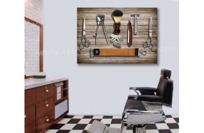 srbb3 - Eski Berber Malzemeleri, Vintage Erkek Kuaför Aletleri Özel Tasarım kanvas tablo