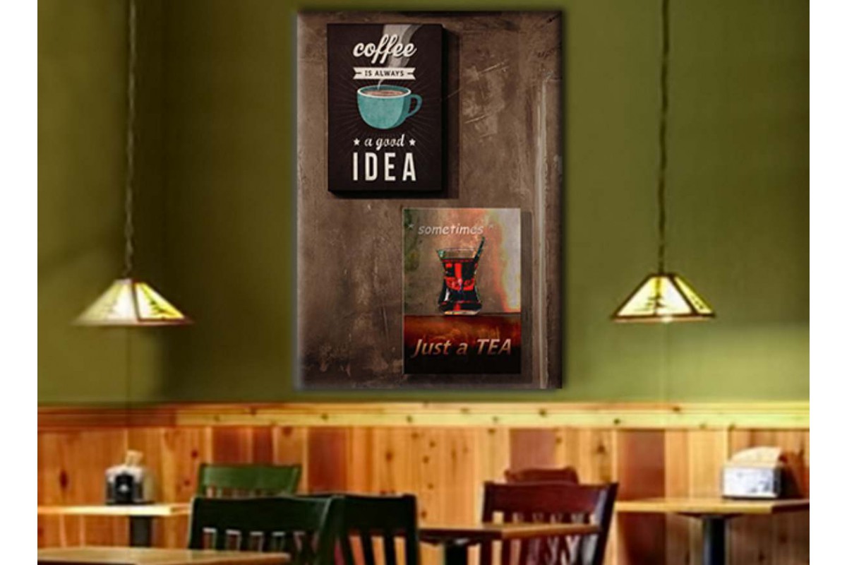 srcy3 - Kahve ve Çay, Nargileci, Cafe, Kahvehane, Kafeterya için Dekoratif Kanvas Tablo