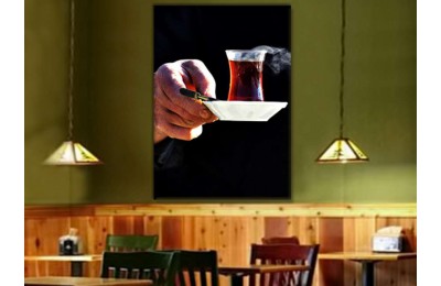 srcy4 - Dumanı Tüten Çay Bardağı Kanvas Tablo