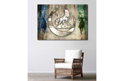 srk413 - GÜMÜŞ BOZKURT, TÜRK SAVAŞÇILAR, 3 HİLAL VE KAYI BAYRAKLARI, ÖZEL TASARIM TABLO