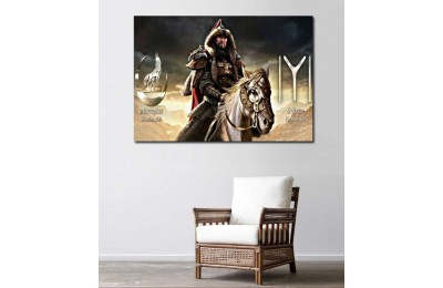 srkb1 - Börteçine Kurdun Adı Ötüken Yurdun Adı, Bozkurt ve Kayı ÖZEL TASARIM KANVAS TABLO