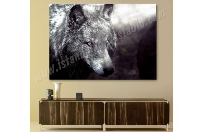srkb2 - YAĞLI BOYA GÖRÜNÜMLÜ KURT, BOZKURT KANVAS TABLO