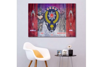 srkp2 - TÜRK POLİSİ ÖZEL TASARIM - Allah Yar Ve Yardımcınız Olsun temalı KANVAS TABLO