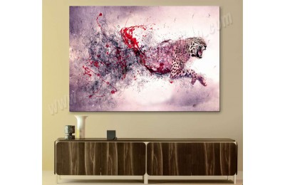 srks29 - Yağlı Boya Görünümlü Soyut Koşan Çita kanvas duvar tabloları