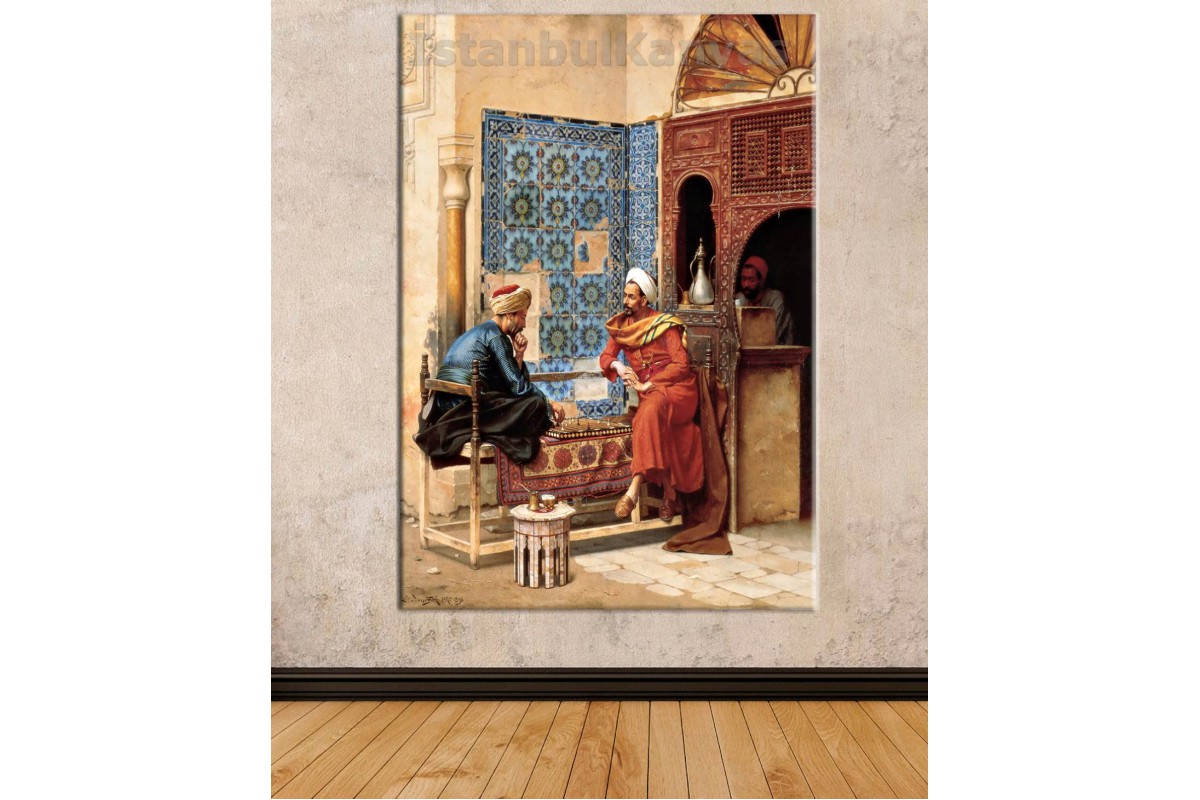 Srld1 - Ludwig Deutsch - The Chess Game - Satranç Oynayan Adamlar Kanvas Tablo