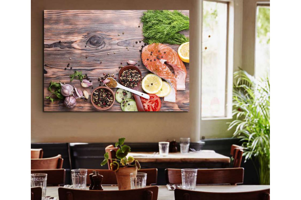 srrs9 - Somon Balığı ve Baharatlar Cafe, Resturant, Balıkçı Kanvas Tablo