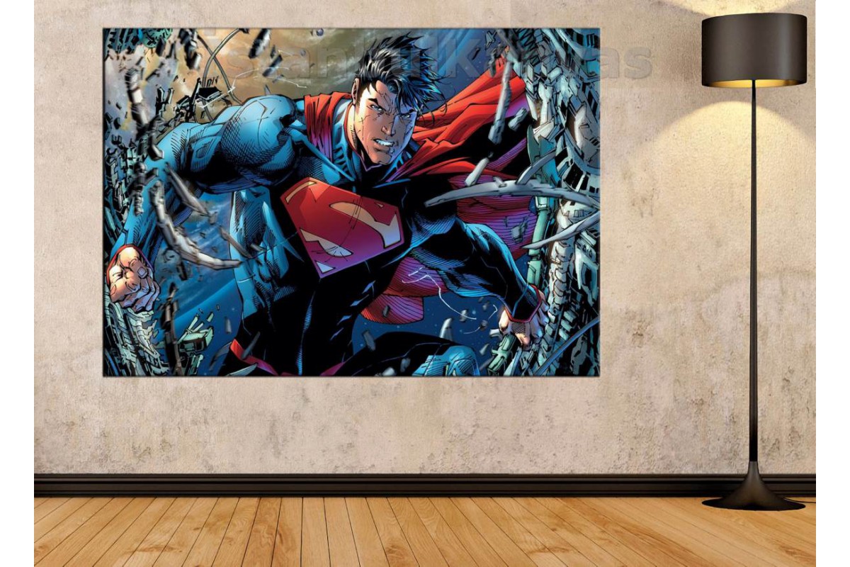 Srsh21 - Superman, Süper Kahraman, Çizgi Roman Görünümlü Kanvas Tablo