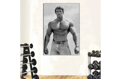 srss1 - Spor Salonu - Vücut Geliştirme - Body Building - Şampiyon Arnold Schwarzenegger Ayakta Poz Kanvas Tablo