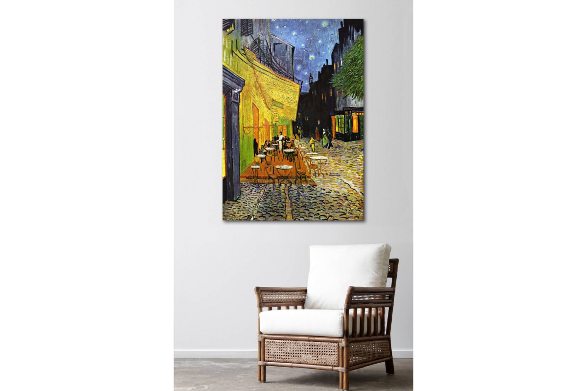 srvg4 - Vincent Van Gogh Cafe Terrace at Night - Teras Kafede Gece Soyut Kanvas Tablo