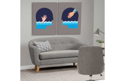 spsk13- Hasta ve Psikolog, Psikoterapi, Psikoloji, Psikolojik Yardım, Terapi Odası Kanvas Tablo Seti