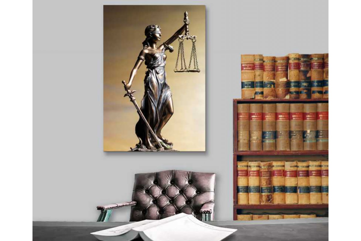 srhk12 - Gözleri Kapalı Adalet Kadın Themis, Adalet Terazisi, Hukuk Bürosu, Avukat Kanvas Tablo