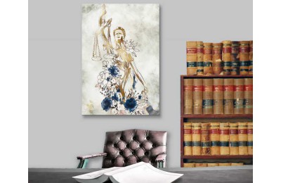 srhk17 - Yağlı Boya Efektli Adalet Tanrıçası Themis, Hukuk Bürosu Kanvas Tablo