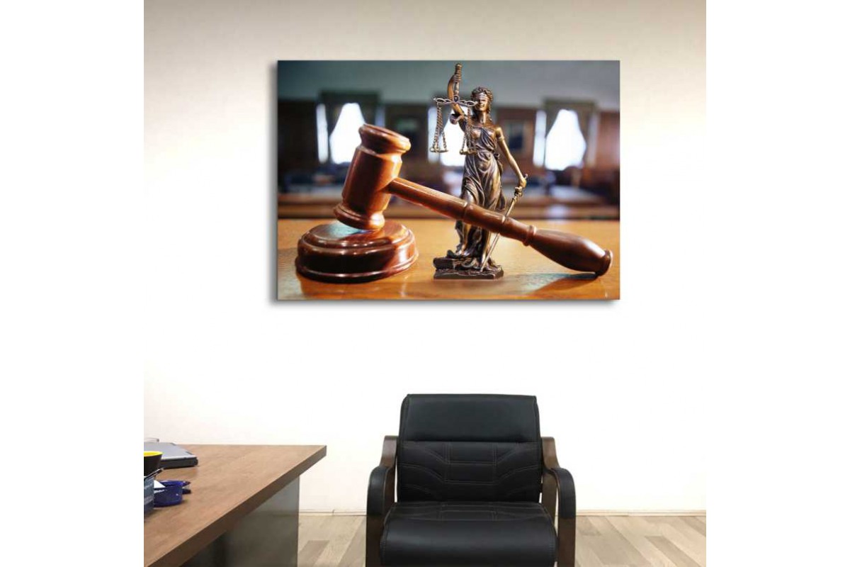 srhk18 - Hakim Çekici ve Adalet Tanrıçası Themis Hukuk Bürosu, Avukatlık Bürosu Kanvas Tablo