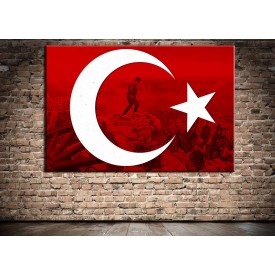 Atatürk Kocatepe ve Bayrak Özel Tasarım Kanvas Tablo ata246