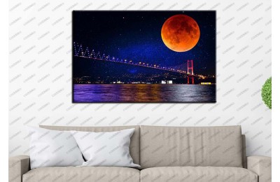 Masal İstanbul Boğaz Köprüsü Masalsı Gece İstanbul Tablosu dkm-75-1B