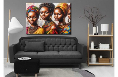 Afrikalı Kadınlar Yağlı boya Görünüm Kanvas Tablo afr31