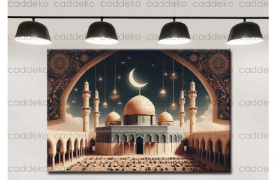 Mescid-i Aksa'da Namaz Dijital Grafik Kanvas Tablo dkmr312