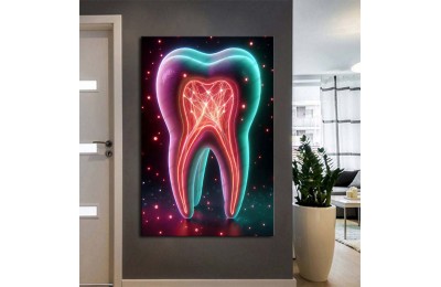 Ağız ve Diş Sağlığı Diş Tablosu Diş Hastanesi Dekorasyon Neon Renk dsc486