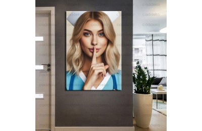 Sus İşareti Yapan Hemşire Hastane İçin Kanvas Tablo hst157