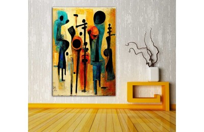 Abstrakt Soyut Müzisyenler Kanvas Tablo dkmr250