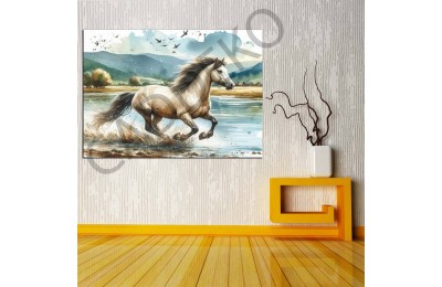 Koşan Atlar Kanvas Tablo dkmr375
