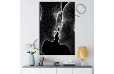 Sevgililer Dijital Aşk 4 Dekoratif Kanvas Tablo dkmr434