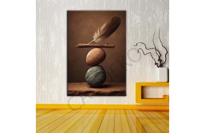 Taş Tüy ve Denge 4 Dekoratif Kanvas Tablo dkmr460