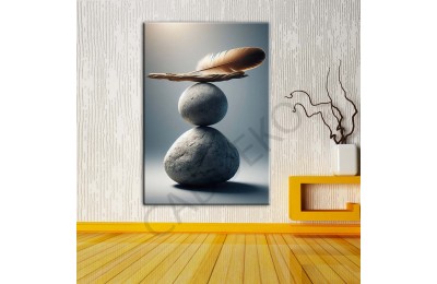 Taş Tüy ve Denge 5 Dekoratif Kanvas Tablo dkmr466