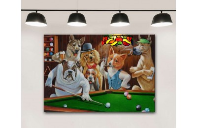 Bilardo Oynayan Köpekler Tablosu, Bilardo Gecesi dkmr249