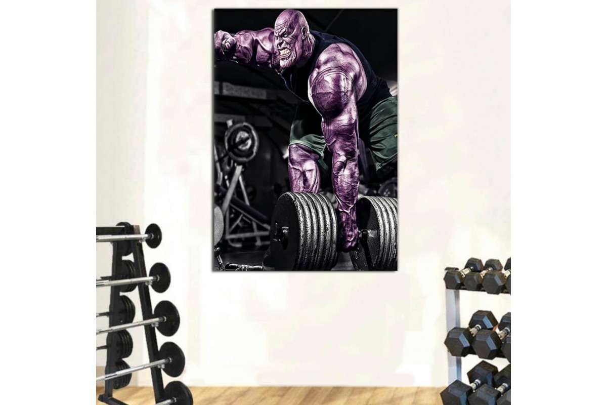 srss35 - Vücut Geliştirme, Spor Salonu, Dambıl Kaldıran Thanos Kanvas Tablo