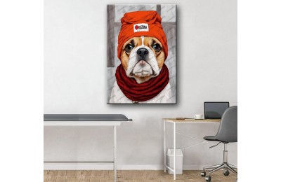 Pet Center Dekorasyon Veteriner Kliniği Tabloları Şapkalı Köpek vtr52